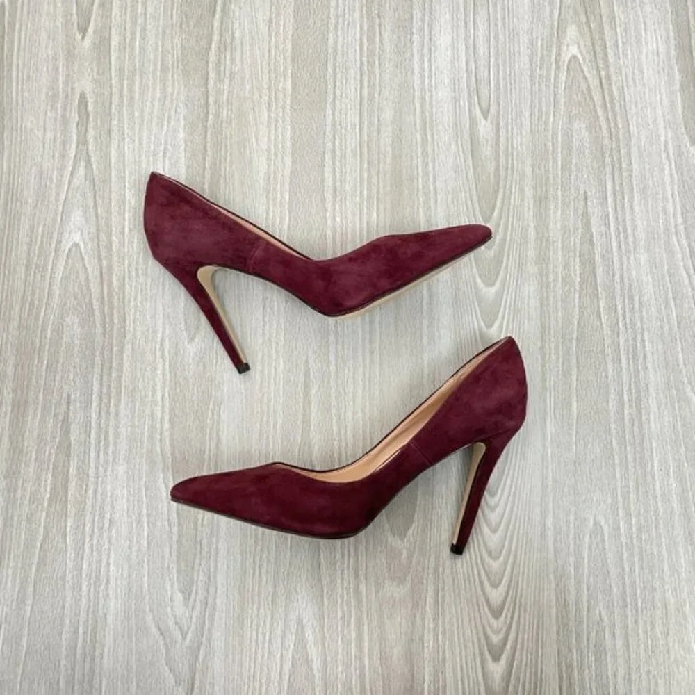 Aldo Suede Pointed Toe Pumps Heels Burgundy 8.5/ EU 39